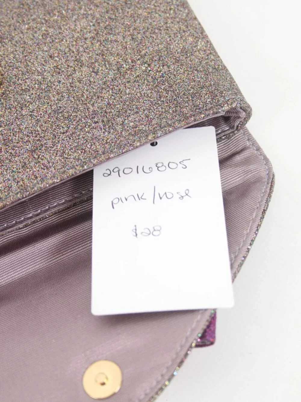 Anthropologie Mrs. Albright Glitter Bow Envelope Clutch Pink Rose NWT